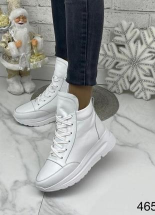 Жіночі зимові шкіряні черевики/ високі кросівки ☃️🐑