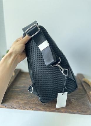 Модная кожаная сумка слинг philipp plein, мужская нагрудная сумка из натуральной кожи6 фото