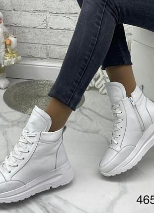 Жіночі зимові шкіряні черевики/ високі кросівки ☃️🐑