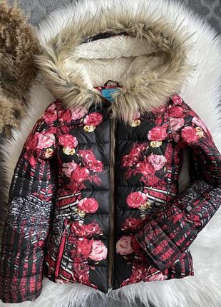 Дитячя тепла куртка у стилі gucci у квітковий принт