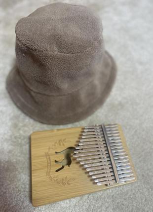 Теплий капелюшок м‘якенький шляпка бежева кофейна4 фото