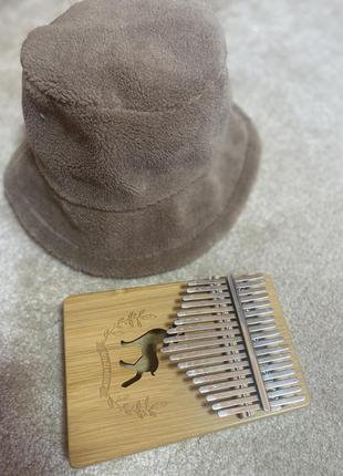 Теплий капелюшок м‘якенький шляпка бежева кофейна3 фото