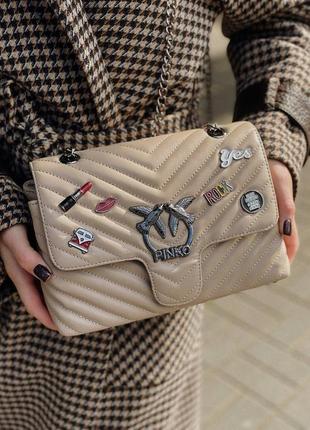 Сумка з еко шкіри ,pinko rockstar beige bag