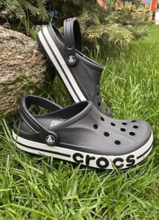 Сабо кроксы мужские черные crocs bayaband black крокси чорні з логотипом