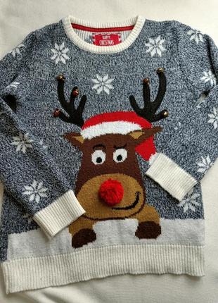 Світшот дитячий новорічний з оленем. новогодний свитер. свитшот с оленем1 фото