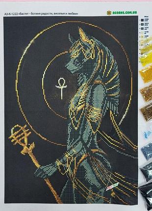 А3-к-1222 бастет - богиня радості, веселощів та кохання, набір для вишивання бісером
