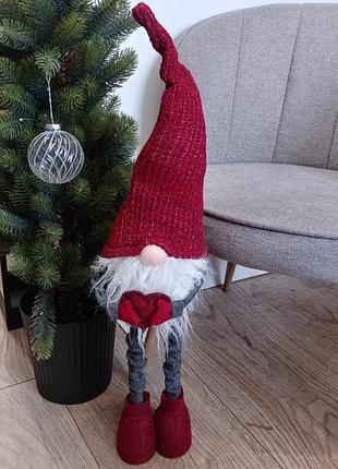 Новорічний гном. 95 см під ялинку ельф єльф дід мороз санта клаус elf гномик різдвяний скандинавський фігура декор для будинку подарунок іграшка3 фото