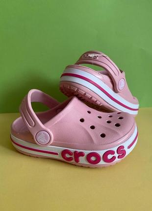 Кроксы crocs bayaband детские розовые сабо на девочку дитячі крокси рожеві3 фото