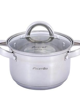 Км-5628s набір каструль kamille з нержавіючої сталі 6 предметів для індукції апоптозу і газу (1.0 л, 1.8 л, 2.5 л)