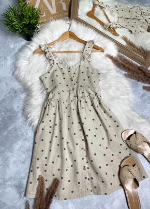 Платье сарафан лен  в горох next