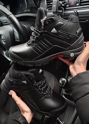 Зимние мужские черные кожаные ботинки с мехом adidas climaproof 🆕5 фото