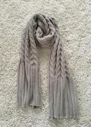Теплий об’ємний грубий шарф / большой шарф крупной вязки2 фото
