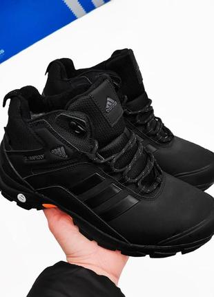 Зимние мужские черные кожаные ботинки с мехом adidas climaproof 🆕6 фото