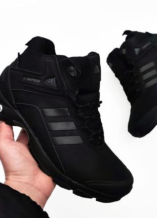 Зимние мужские черные кожаные ботинки с мехом adidas climaproof 🆕4 фото