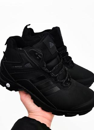 Зимние мужские черные кожаные ботинки с мехом adidas climaproof 🆕6 фото