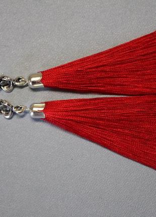Сережки сережки кисті китиці червоні зі швензою квітка4 фото
