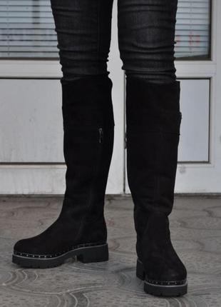 Бонус + чоботи жіночі зимові з натуральної шкіри - нубука, на хутрі, чорні. розміри 36, 37, 39, 40.2 фото