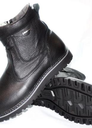 Розмір 47 - устілка 31,5 сантиметра  чоловічі зимові шкіряні черевики на хутрі, чорні  maxus с19 фото