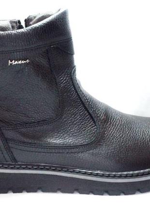 Розмір 47 - устілка 31,5 сантиметра  чоловічі зимові шкіряні черевики на хутрі, чорні  maxus с17 фото
