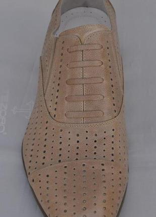 Туфли мужские летние из натуральной кожи бежевые полноразмерные. размеры 40, 41, 43, 44. tezoro 13ml025.4 фото