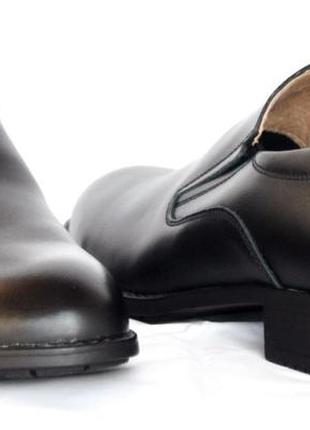 Размеры 43, 44, 45  демисезонные мужские кожаные полуботинки полноразмерные, черные2 фото