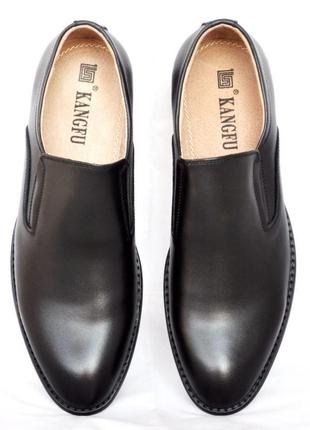 Размеры 43, 44, 45  демисезонные кожаные мужские туфли полноразмерные, черные4 фото
