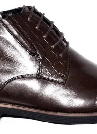 Акція! черевики чоловічі з натуральної шкіри на хутрі, коричневі. розміри 40, 41, 42. atriboots 16z428.