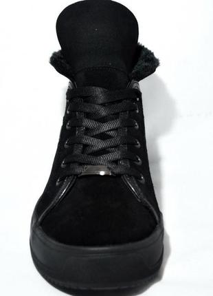 Кроссовки подростковые brave зимние, на меху, из натуральной замши, черные. размеры 39, 40, 41, 42, 43, 44.3 фото