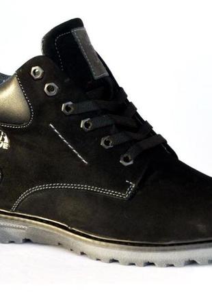 Бонус + демисезонные мужские ботинки из натуральной кожи, на флисе, черные. размеры 39 и 42. brave 105009.