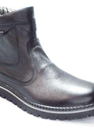 Размер 48 - стелька 32 сантиметра  мужские зимние кожаные ботинки на меху, черные  maxus с13 фото