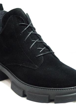 Туфли демисезонные женские из натуральной замши на платформе черные. размеры 38, 39, 40.3 фото