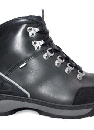 Бонус + зимние трекинговые кожаные ботинки кроссовки на меху, черные. размеры 39, 40, 41, 42, 43, 44.