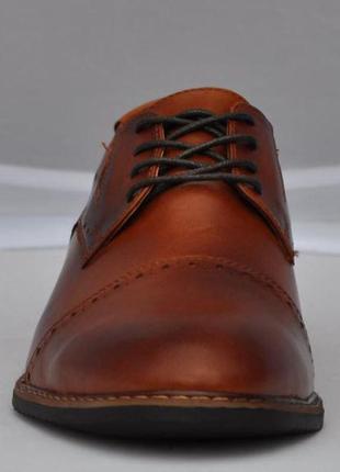 Туфли мужские с брогированием из натуральной кожи, рыжий. размеры 41, 42, 45. box & co 17054.