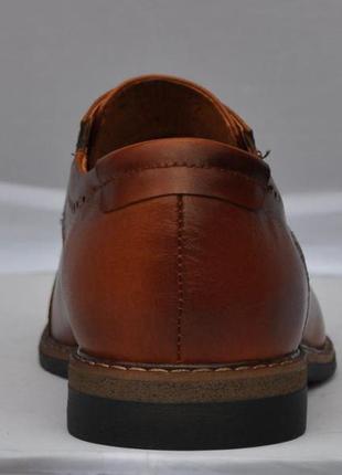 Туфли мужские с брогированием из натуральной кожи, рыжий. размеры 41, 42, 45. box & co 17054.
