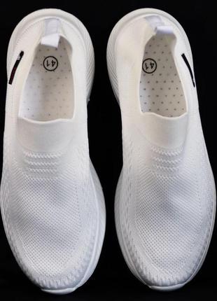 Комфортные белые кроссовки - носки, текстиль сетка, на подошве из пены  размеры 41, 42, 44, 45, 468 фото