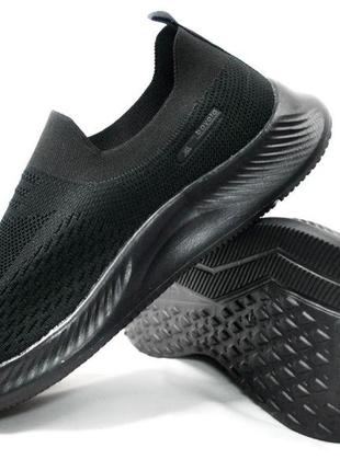 Комфортные черные кроссовки - носки, текстиль сетка, на подошве из пены  размеры 43, 44, 45