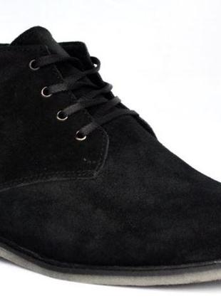 Размер 45 - стопа 29 см, дезерты - ботинки мужские демисезонные из натуральной замши, черные  brave 109099