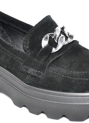 На полную ногу  женские демисезонные замшевые туфли на платформе, черные  размеры 36, 37, 38, 39, 40