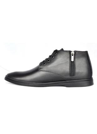 Кожаные короткие зимние мужские ботинки на меху, черные  размеры 39, 40, 42, 43, 44  brave 90014 фото