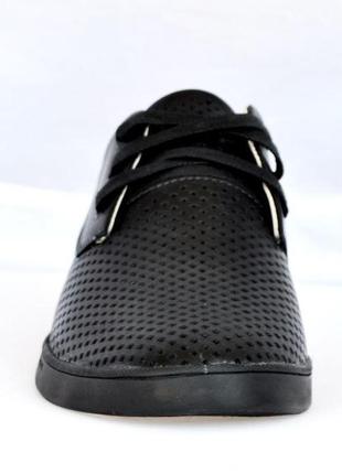 Акция! летние, черные, мужские туфли из натуральной кожи. размеры 40, 42, 45. brave 51091.5 фото