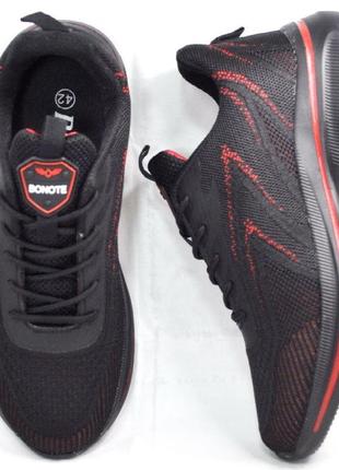 Размеры 41, 42, 43, 44, 45, 46  демисезонные кроссовки в стиле adidas marathon, текстиль, черные с красным