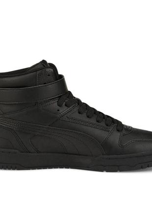 Кроссовки-кеды мужские puma rbd game sneakers 385839 06 (черные, кожаные, повседневные, закрытые, бренд пума)2 фото