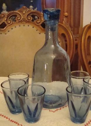 Набор графин стопки набор 6 шт цветное стекло ссср №1а
