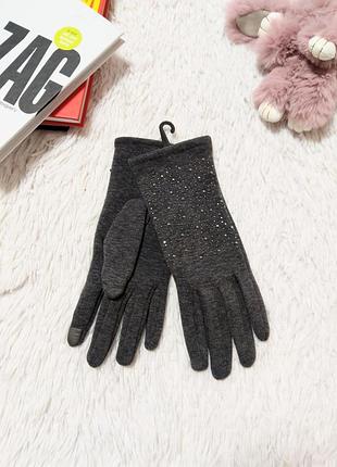 Теплые перчатки серые варежки перчатки
