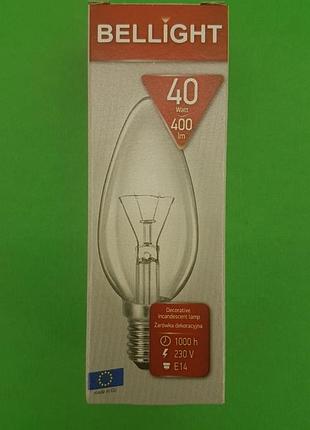 Лампа-свічка прозора "bellight" 40w e14 в індивідуальному пакованні (1 шт.)