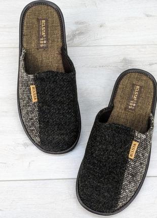 Тапочки чоловічі кімнатні теплі із закритим носком белста коричневі