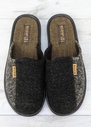 Тапочки чоловічі кімнатні теплі із закритим носком белста коричневі