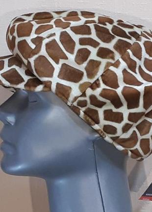 Кепка женская восьмиклинка меховая без ушей. байковая подкладка, цвет жираф.