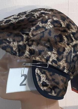 Кепка женская зимняя меховая с байковой подкладкой и ушами серии «леопардия»4 фото