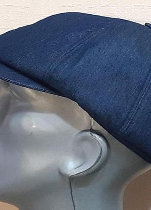 Кепка восьмиклинка демисезонная плотный полиэстер с ушами синяя. подкладка суконная